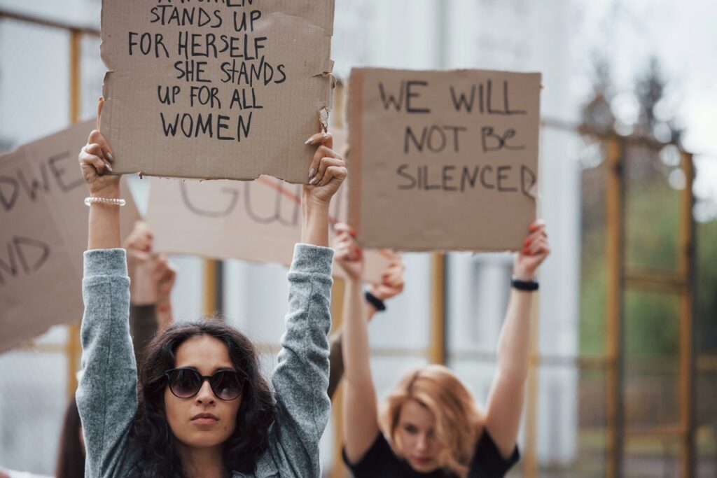 women protesting